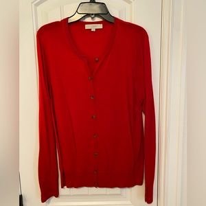 Loft Red Button Down Sweater